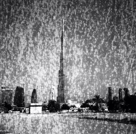 Ziad Antar, Burj Khalifa I, from the Expired series, 2010, black & white silver print photograph, 120 x 120 cm, edition of 5. Courtesy of Selma Feriani Gallery, London