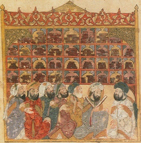 Illustration by Yahyá al-Wasiti, Baghdad, 1237, Scholars at an Abbasid library.
