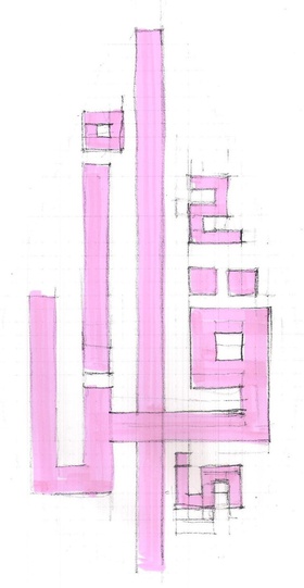 AMBS Architects, ‘Ikra’ Kufic, 2012, script sketch.