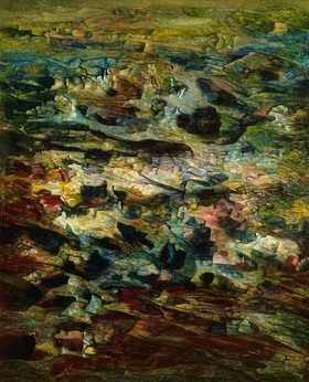 Abdallah Benanteur, La Montée, 1992. Oil on canvas, 100 x 81 cm.