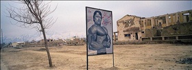 Zalmaï Ahmad, 2003. An advertisement for a weight room and gym in Karte Seh, Kabul.