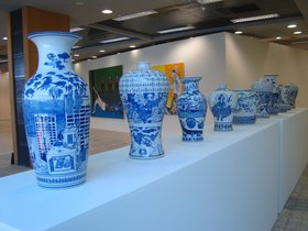 Raed Yassin, Yassin Dynasty (No. 2), 2013 Hand-painted porcelain vases. Variable dimensions.