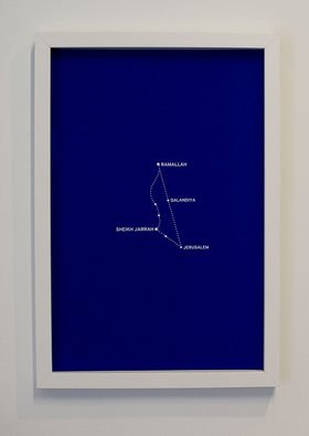 Bouchra Khalili, The Constellation Fig. 3, 2011, from the series The Constellation, silkscreen print mounted on aluminium and framed, 40cmX60cm. Courtesy of the artist and Galerie Polaris, Paris. Photo by Maya Wilsens.