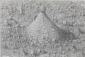 Paul Noble, Cathedral, 2011, Pencil on paper, 19 7/8 x 30 inches (50.5 x 76.3 cm). © Paul Noble and Gagosian Gallery.