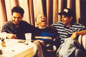 Caveh Zahedi with his father and brother on Ecstasy in I Don't Hate Las Vegas Anymore, 1995. Courtesy of the artist.