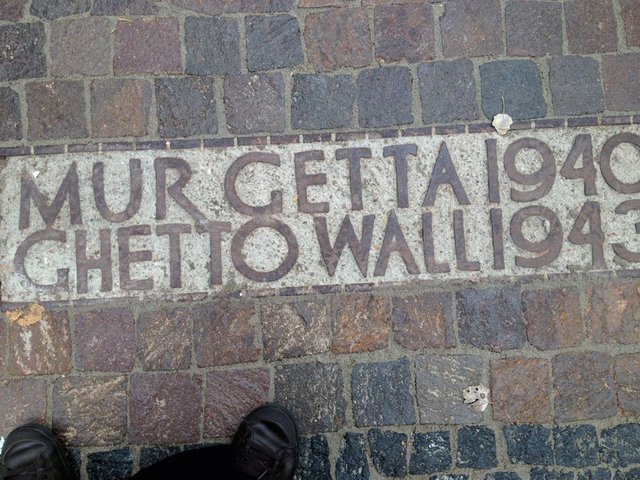 The marked line of the Ghetto Wall, Warsaw.