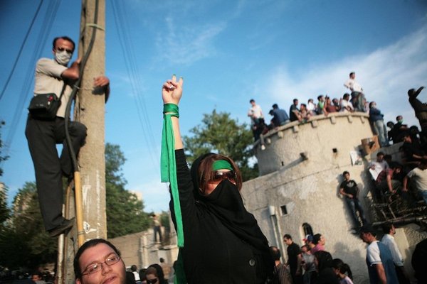 <p>Newsha Tavakolian, 2011</p><p>Photograph</p><p>Courtesy of the artist</p><p>Â </p><p>11: Mousavi's supporters rally in Vali-e Asr street in Tehran.</p> 