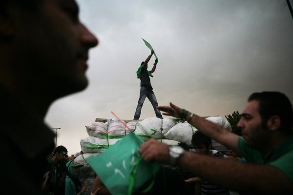 <p>Newsha Tavakolian, 2011</p><p>Photograph</p><p>Courtesy of the artist</p><p>Â </p><p>13: Demonstrators during a one million strong march supporting Presidential candidate Mir-Hossein Mousavi.</p> 