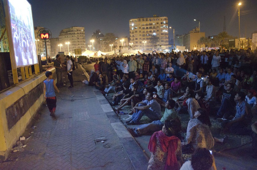 Tahrir Cinema, Tahrir square, Cairo, Egypt, July sit-in 2011.