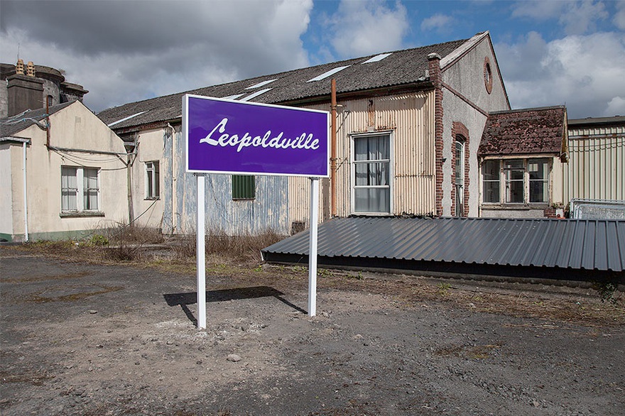 Alan Phelan, Leopoldville, 2016. Acrylic sign and lightbox, approx. 200 wide × 120 high × 50 deep cm.