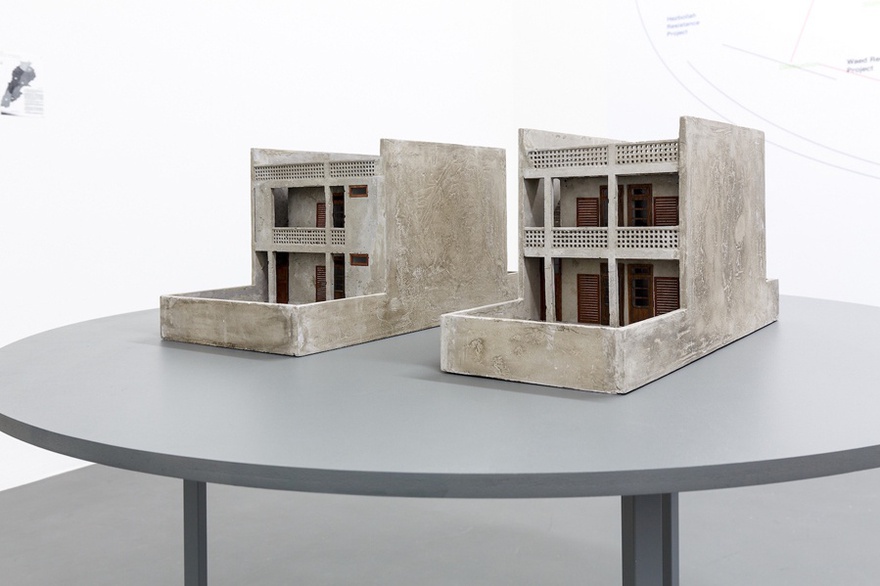Marwa Arsanios, After Doxiadis, a proposal for a new social housing project, 2013-ongoing, concrete models, installation view, Witte de With Center for Contemporary Art 2016.