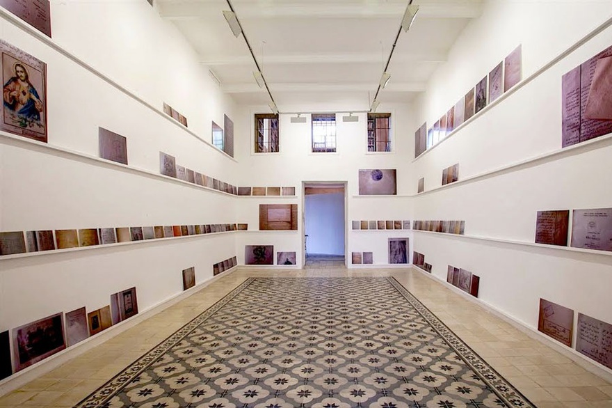 Exhibition view of ex libris, Emily Jacir, retrospective exhibition, 2012.