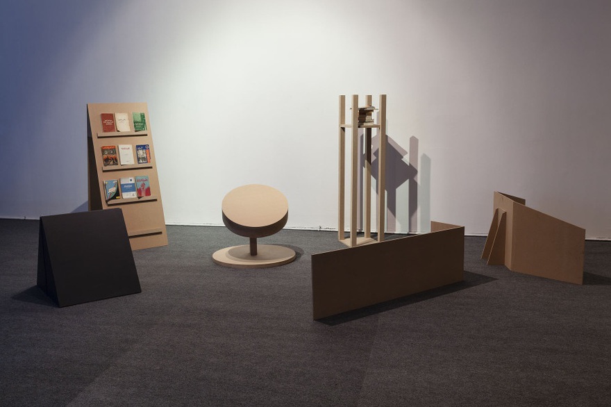 Marwa Arsanios, OLGA’s NOTES, the library (installation view), 2013. Books and display.