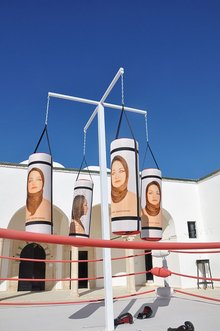 Faten Gaddes, Punching-ball, 2011, installation view. Photograph by Adam Le Nevez.