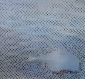 Driss Ouadahi,Fences, Hole 2, 2011, Oil on linen