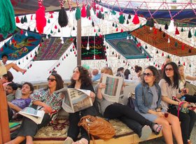 Slavs and Tatars, Friendship of Nations: Polish Shi’ite Showbiz, 2011, installation view, 10th Sharjah Biennial, Sharjah, 2011. Courtesy of the artists.