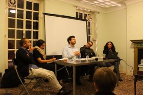 Egyptian Visual Culture in the Context of Conflict and Unrest, left to right: Mahmoud Khaled, Daniella Rose King, Omar Kholeif, Ahmad Hosni, Dalia Mostafa.