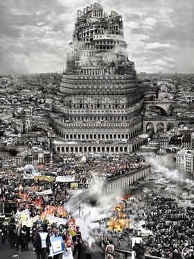 Du Zhenjun, The Tower of Babel: Old Europe, 2010. Variable dimensions, 120 x 160 cm, 180 x 240 cm.