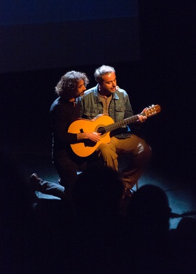 Rabih Mroué, Riding on a Cloud, 2014. Assistant director: Sarmad Louis. Performance with Yasser Mroué. English translation: Ziad Nawfal.