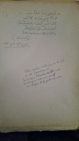 Translation of Ahmed Bouanani, document from his archives.