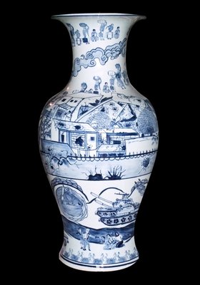Raed Yassin, China, 2012, one of seven porcelain vases, 36 x 75 cm. Courtesy of the artist and Abraaj Capital Art Prize 2012.