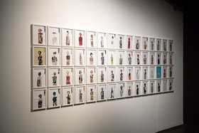 Bashar Alhroub, The Road Leads Me To..., 2012. Mixed media on paper. Installation View, ‘Points of Departure’, ICA, 26 June – 21 July 2013.