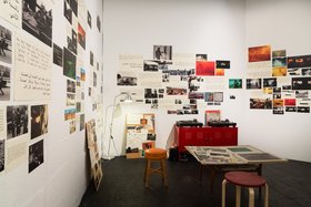 Basel Abbas and Ruanne Abou-Rahme, The Incidental Insurgents, 2012. Installation: documents, images, props, two record players, desktop, computer, sound of vinyl crackle 13' loop, 35'51