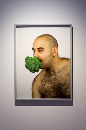 Raed Yassin, Self-Portrait with Foreign Fruits and Vegetables, 2012.