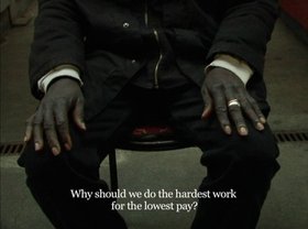 Bouchra Khalili, still from Speeches: Malcolm X, 2012, video, 6'30. Courtesy of the artist and Galerie Polaris, Paris.