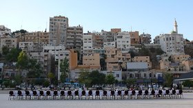 Pascal Hachem, Banquet of Laws, from the series No Condition is Permanent, 2007, Saha El Hachimiya, Amman city center, Jordan - date: 26.05.2007 at 19:00, chairs (rented), tables (rented) and accessories (full table set). Courtesy of the artist.