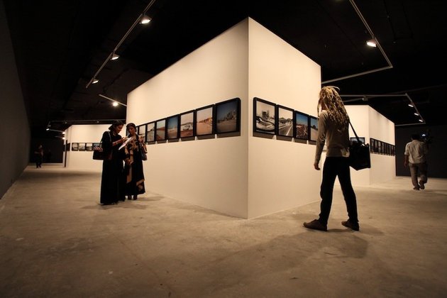 Opening reception for Ziad Antar's Portrait of a Territory, 2012. Curated by Christine Macel, commissioned and produced by the Sharjah Art Foundation. Courtesy of Sharjah Art Foundation. 