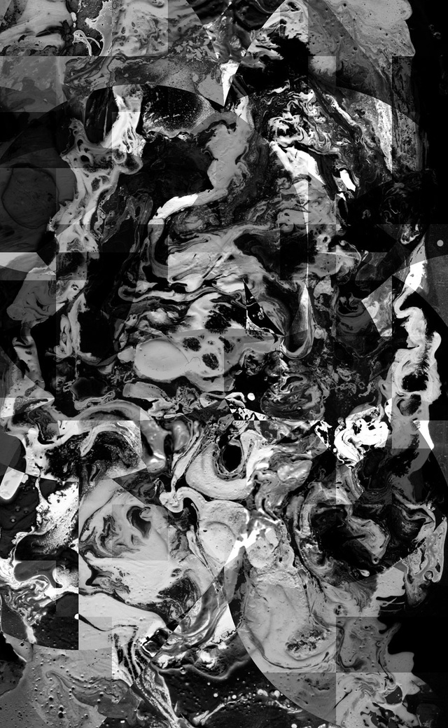 Ariel Hassan, ORGANIC OCCURRENCES FORMING WITHIN THE GREY ZONES OF PRE-EXISTING REGIMES,  #4, 200 x 123.08 cm, b&w photographic print, 2014.