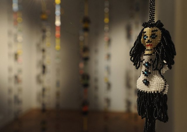Zeren Göktan, Ultrasonic, detail, bead work, size variable, installation view, Istanbul, 2013. Image courtesy of the artist.