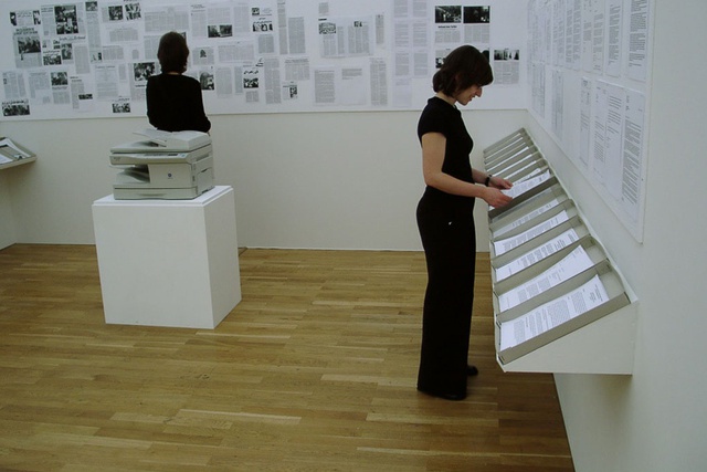 Parastou Forouhar, Documentation, 1998, installation view, Hamburger Bahnhof, 2003.