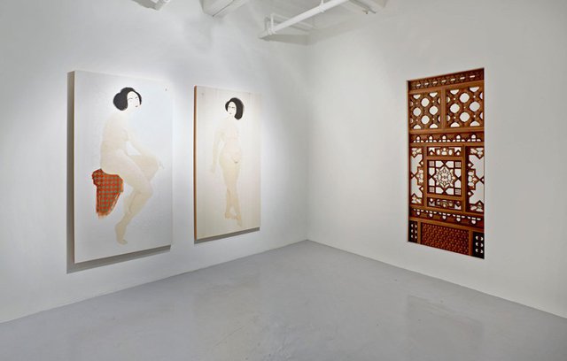 Installation shot, Let the Guest Be the Master, 2013, an exhibition by Hayv Kahraman at Jack Shainman Gallery, New York.