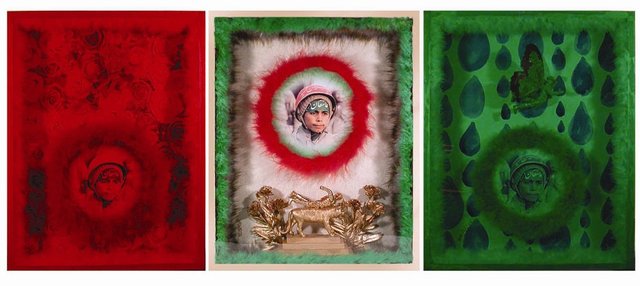 <p>Behrang Samadzadeghan<br /> <em>My Superhero # 1</em>, 2010<br /> Mixed media, triptych</p> <p>46 x 57 cm each <br /> Courtesy of the artist and Aaran Gallery, Tehran</p> 