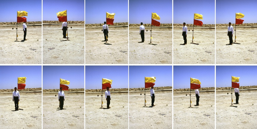 Mohammed Kazem, Photographs with a Flag, 1997. 12 C-prints.