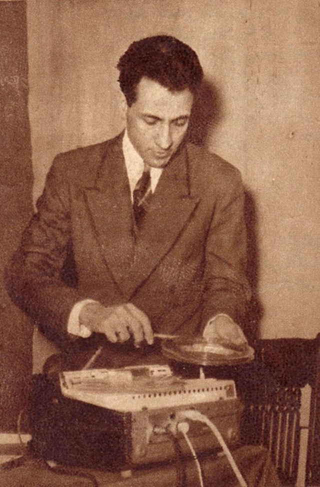 A young El Dabh with a reel-to reel-tape recorder.