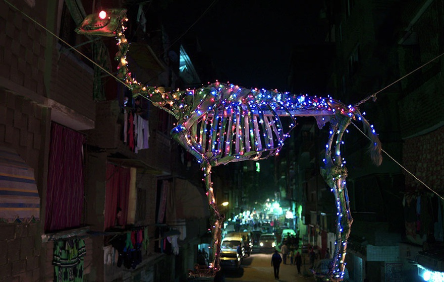 Maha Maamoun, The Hanging Camel Sign, Ain Shams, 2016.