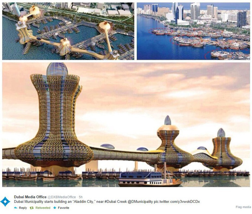 Dubai Municipality’s Twitter post announcing the Aladdin City project.