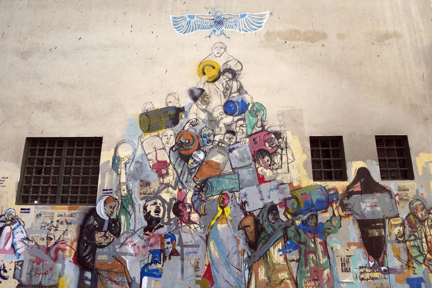 Hanna El Degham, Pyramid of Crisis, 2012. Mohamed Mahmoud Street, Cairo, Egypt.