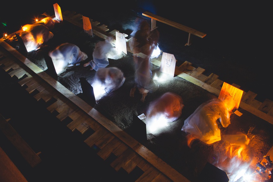Tania El Khoury, Gardens Speak, 2014. Audience members during performance, Melbourne.