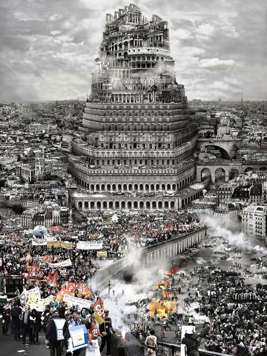 Du Zhenjun, The Tower of Babel: Old Europe, 2010. Variable dimensions, 120 x 160 cm, 180 x 240 cm.
