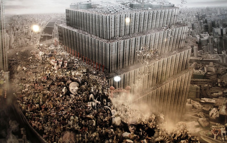 Du Zhenjun, The Tower of Babel: The Carnival, 2011. Variable dimensions, 160 x 120 cm, 240 x 180 cm.