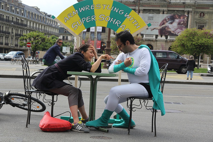 Sohrab Kashani, Arm Wrestling with Super Sohrab, 2015.