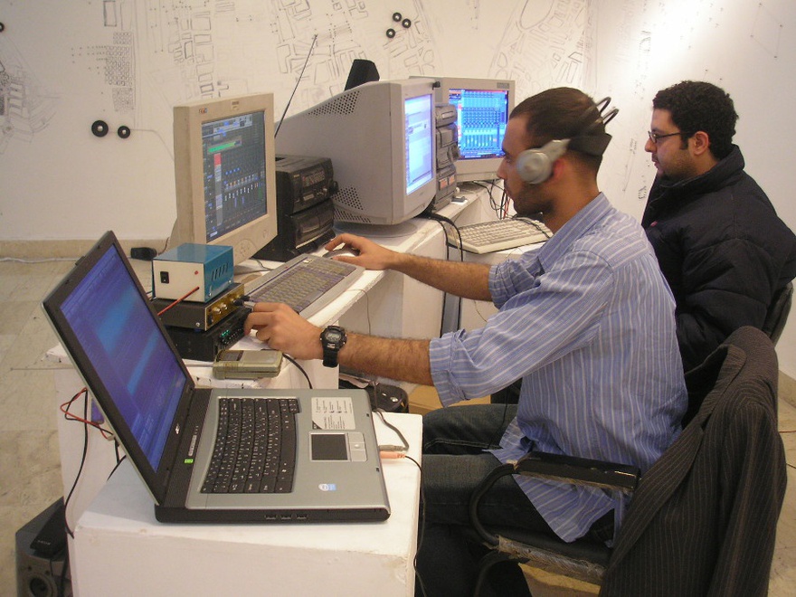 Magdi Mostafa + Ahmed Basiony, Madena, multi-channel sound installation + live performance, 2007.