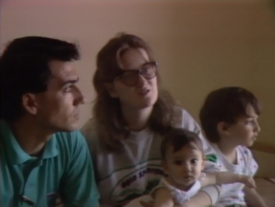 Still from BBC interview with Kazan family, Larnaca, 1989.
