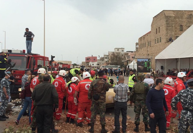 UNDP and NSDRM rehearsal of earthquake situation, Saida, 2015.