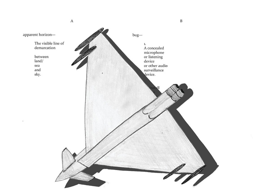 Austrian Eurofighter Typhoon, image from Apparent Horizon, 2014. Text, drawing.