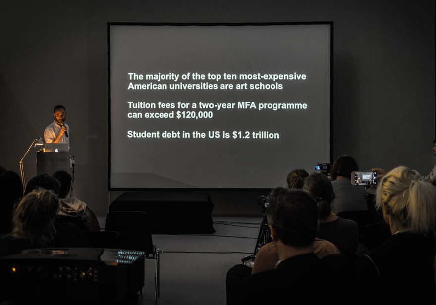 Sam Thorne speaking at Global Academy?, Salzburger Kunstverein, 05­ August, 2016.